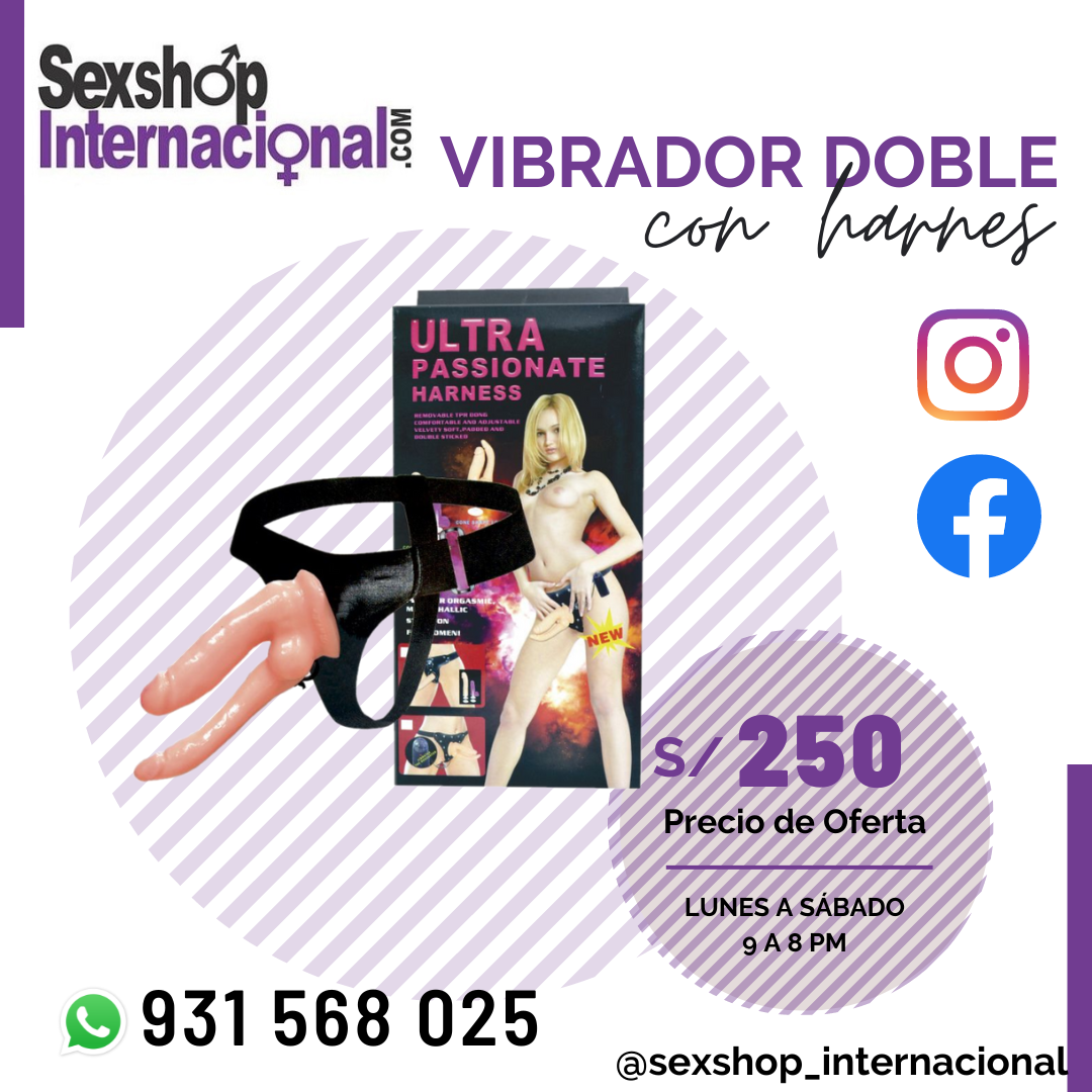 VIBRADOR DOBLE CON HARNES LESBICO MULTI-VELOCIDAD SEXSHOP 931568025